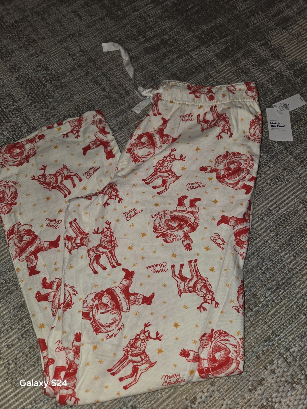 Old Navy Cream and Red Holiday Pajama Pants Cotton Womens M New